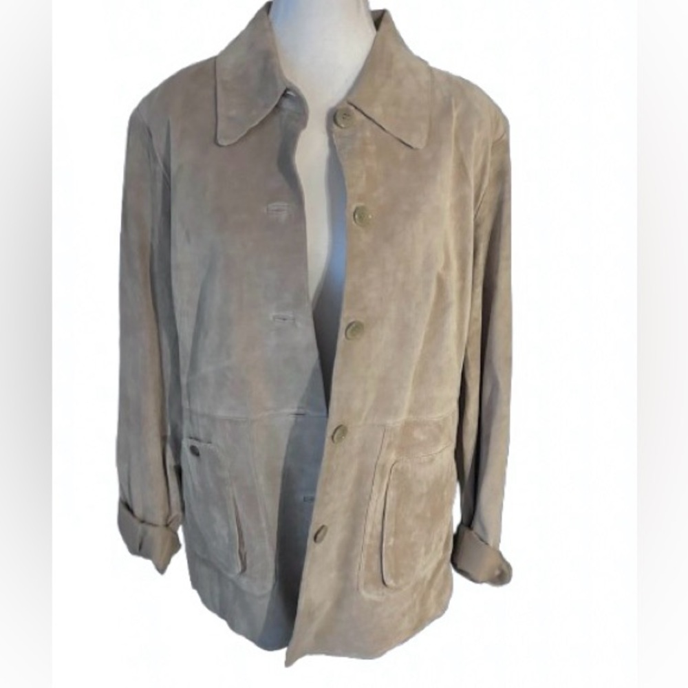 Vintage Suede Jacket Tan Brown Large Blaine Trump Lightweight Leather 90s Lg